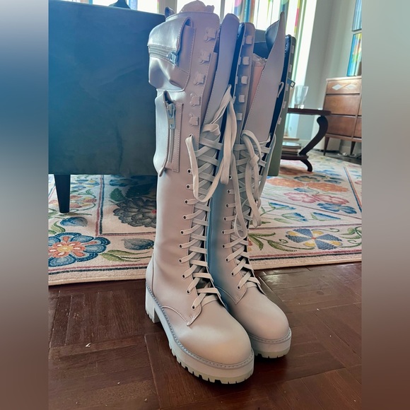 SUGAR THRILLZ BABY BLUE OBSIDIAN POCKET COMBAT BOOTS - Picture 3 of 7